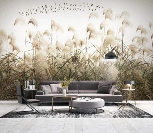 Schilf Vögel Himmel 3D Tapete Poster Restaurant Schlafzimmer Wohnzimmer Sofa TV Dekorative Wand-200cm×140cm