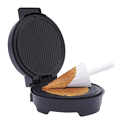 PIOJNYEN Hörncheneisen Waffeleisen für Hauchdünne Waffeln, 1000W Hörnchenautomat Eiswaffeln Hörnchen Backform Waffelhörnchen Automat Crepes Maker 20 cm