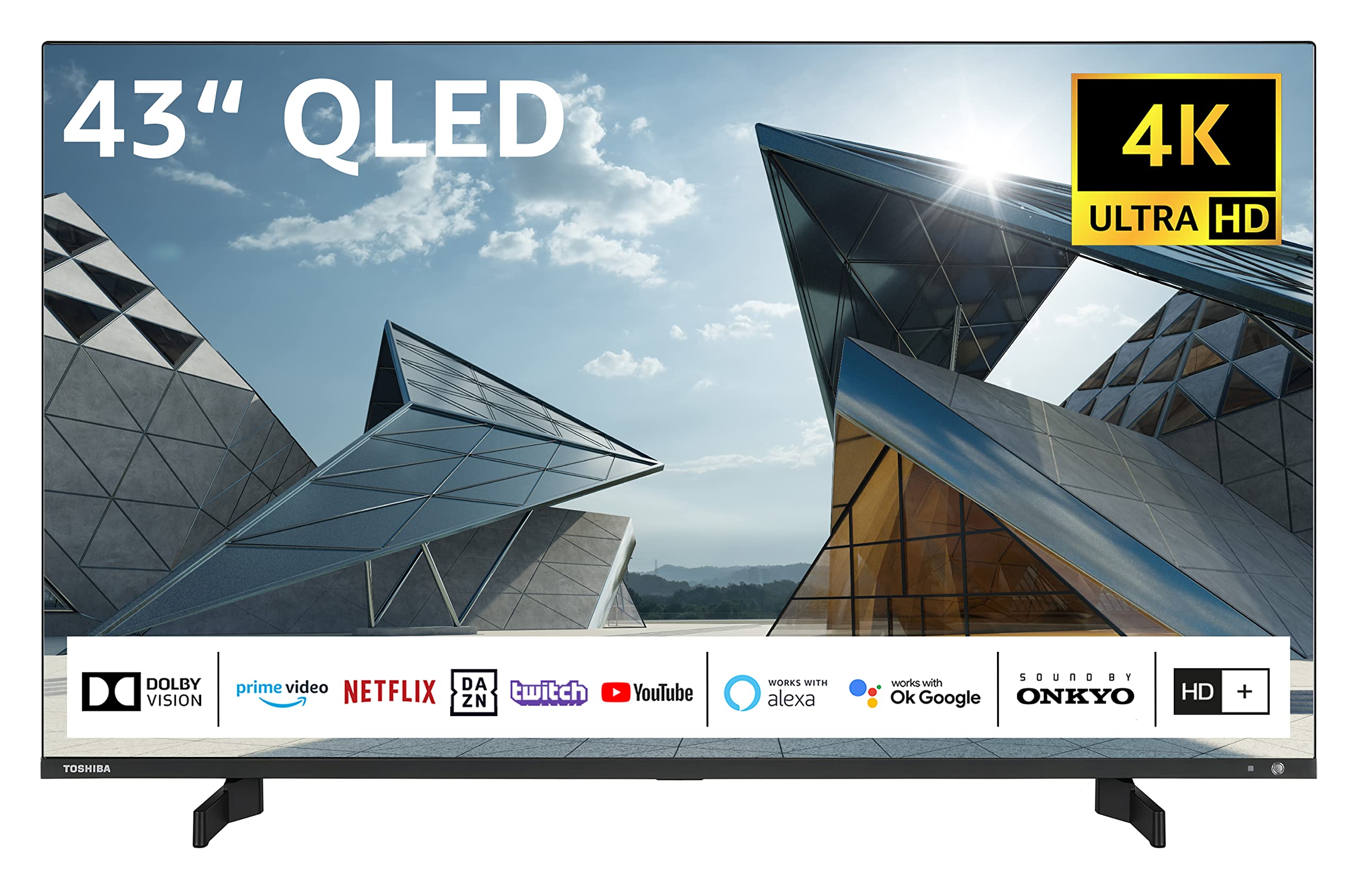 Toshiba 43QL5D63DAY 43 Zoll QLED Fernseher/Smart TV (4K Ultra HD, HDR Dolby Vision, Triple-Tuner, Bluetooth, Sound by Onkyo) - Inkl. 6 Monate HD+