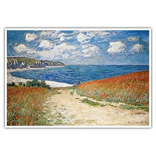 Strandweg zwischen Weizenfeldern bei Pourville - Claude Monet - Poster - Wandbild Kunst Druck (80 x 60 cm, Poster, Strandweg zwischen Weizenfeldern)