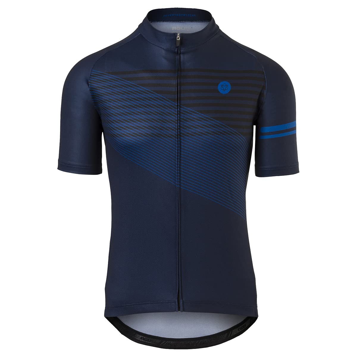 AGU Striped Fahrradtrikot Essential Herren, Atmungsaktive Radtrikot, Schnell Trocknend Material, Fahrradbekleidung für Männer, aus 100% Polyester, Blau - L