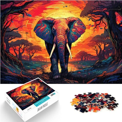 Puzzles, Geschenke, Spielzeug, farbenfrohes Kunst-Elefantentier, 1000 extragroße Teile, Holzpuzzle, dekomprimierendes geistiges Lernspielzeug, 1000 Teile (50 x 75 cm)