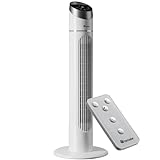 tectake® Turmventilator, Ventilator leise, Ventilator groß mit Fernbedienung, Ventilator oszillierend mit 3 Geschwindigkeitsstufen, Standventilator sehr leise mit verschiedenen Windmodi + Timer