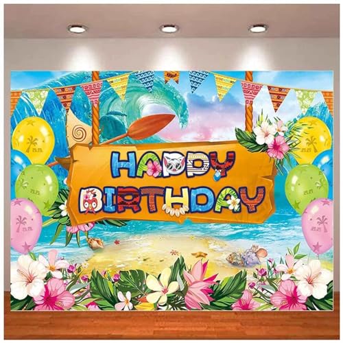 Hawaiianische Geburtstagsfeier Banner Blumen Bday Hintergrund Tropischen Sommer Meer Bunte Luftballons Dekor Hintergrund Zubehör 240X180cm