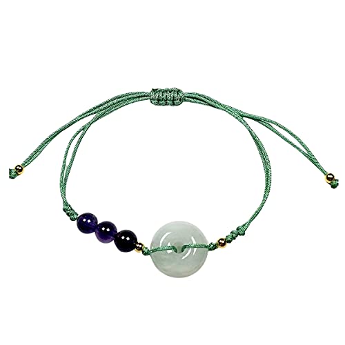 YIHANSS Armband aus echtem Glücks-Jade-Donut mit 12 Geburtstagsstein-Kristallarmband für Damen (Farbe: Amethyst)