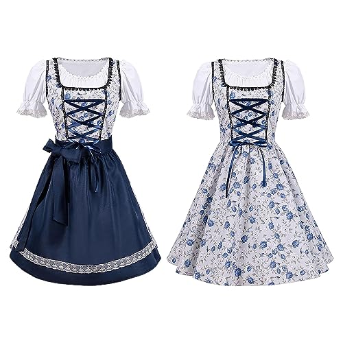 Aizuoni Damen Dirndl fürs Oktoberfest | Deutsches Bier-Bayerisches Kleid für Damen - Traditionelles, kurzärmeliges, dehnbares Bayerisches Biermädchen-Kleid für das Oktoberfest