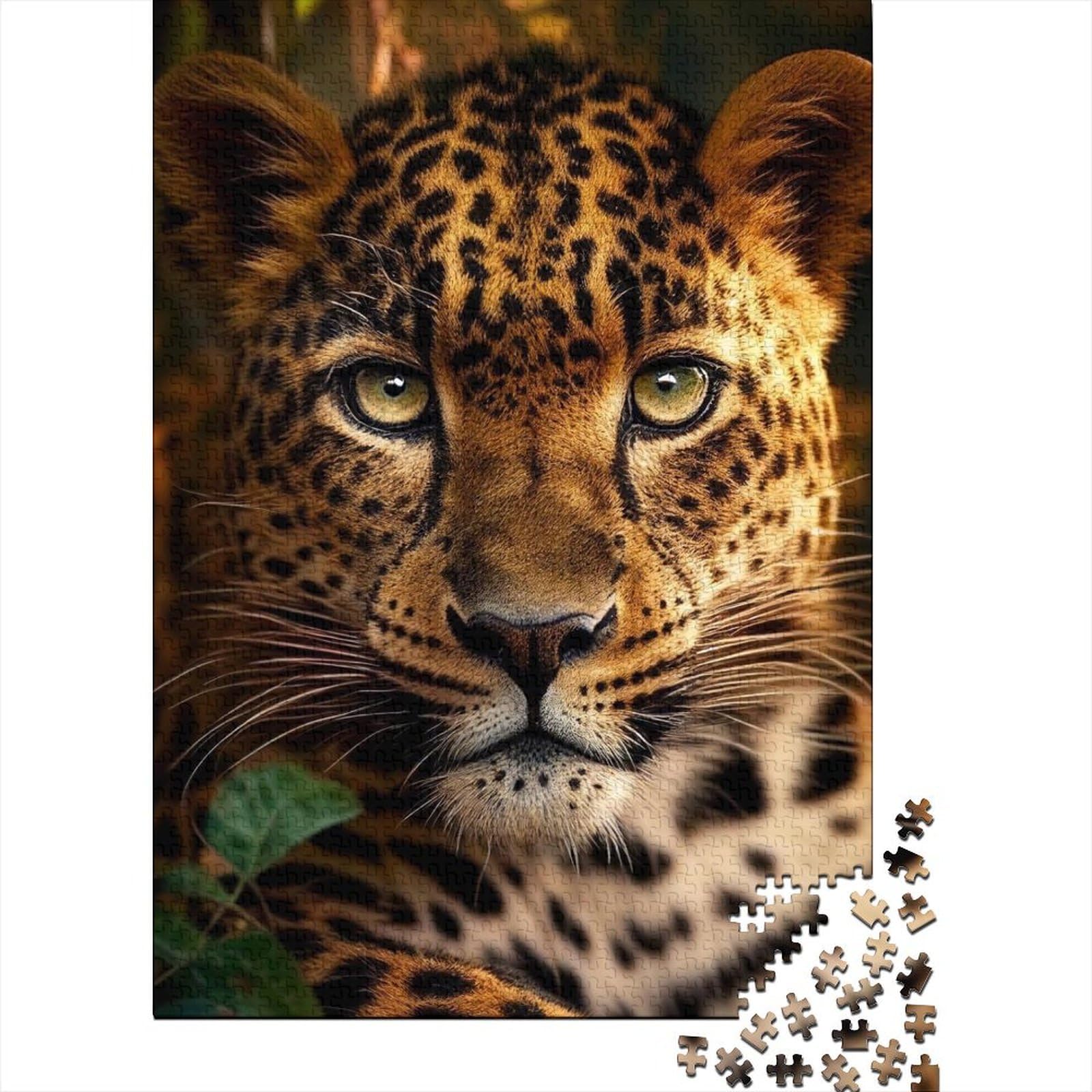 Schwieriges, anspruchsvolles Puzzle mit 1000 Teilen, Leopardenporträts, Puzzle für Erwachsene und Jugendliche, Puzzle für Erwachsene, Lernspiel, Herausforderungsspielzeug (Größe 75x50cm)