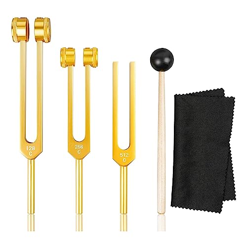 SICOSALT 6x Stimmgabel Set (128 Hz, 256 Hz, 512 Hz) Stimmgabeln für Heilendes Chakra für Heilung, Klangtherapie, Stressabbau