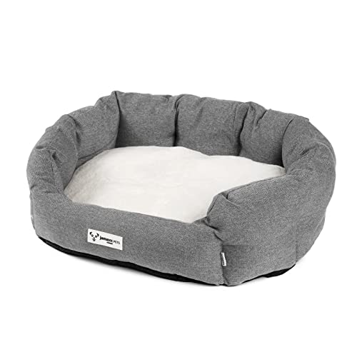 JAMAXX Hunde-Körbchen Bequem Weich, Wendekissen Waschbar Hundekorb Hundebett mit Komfort-Polsterung PDB2089 (M) 70x60 mid-Grey