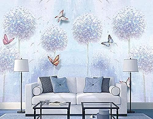 XLMING Einfache Hellblaue Handgemalte Pusteblume 3D Tapeten Home Esszimmer Sofa Schlafzimmer Wohnzimmer TV Hintergrund-350cm×256cm