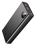 Baseus Power Bank 20000mAh, PD 65W QC 4.0 Schnellladung USB C Externer Akku Telefonladegerät mit Tri-Ausgängen und LED Display für iPhone 12 11 Pro Max XS XR S21 S20 Macbook iPad Air Pro usw (Schwarz)