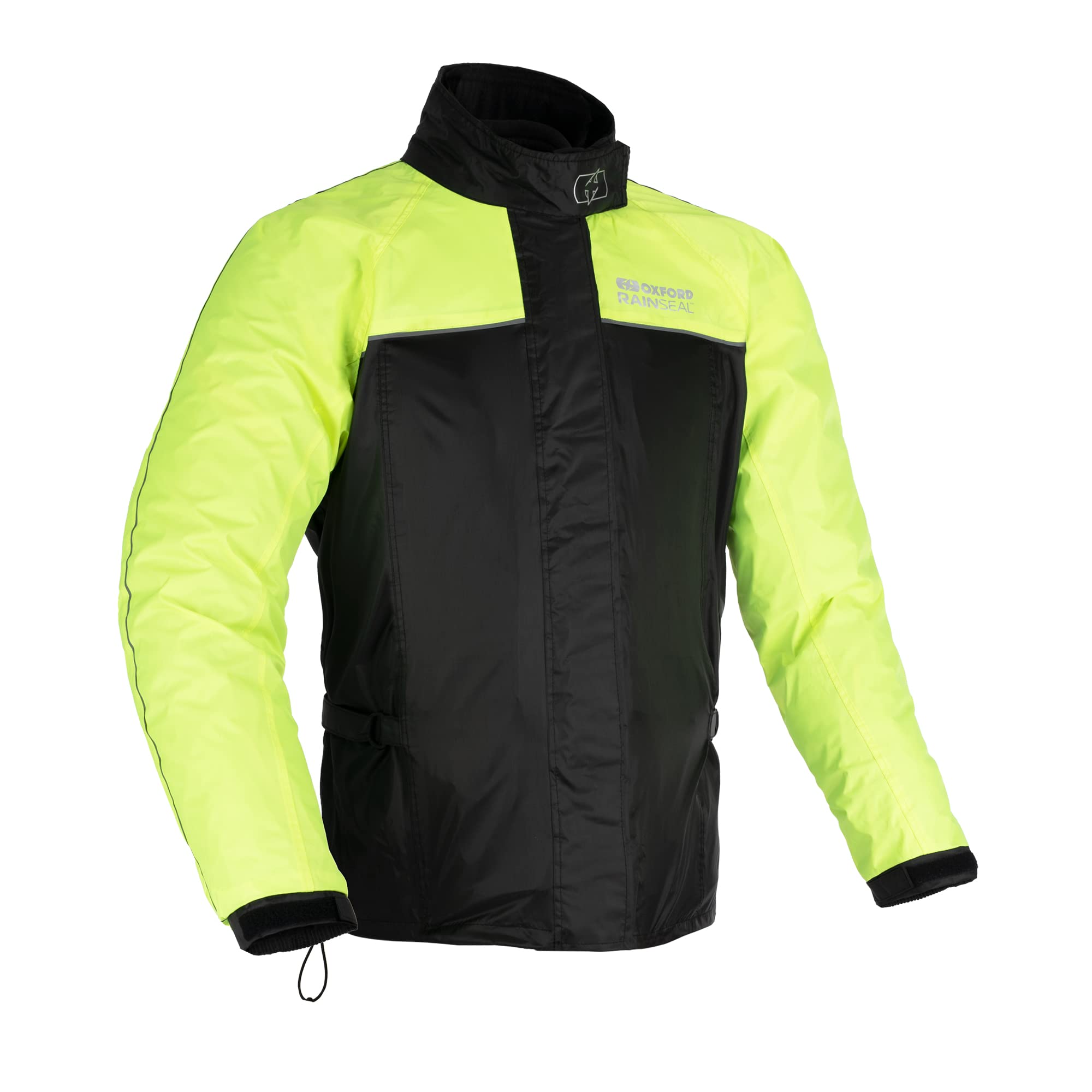 Oxford Products Unisex Regenschutz Rainseal Motorrad-Jacke für Nasswetterausrüstung, Schwarz/Fluo, L