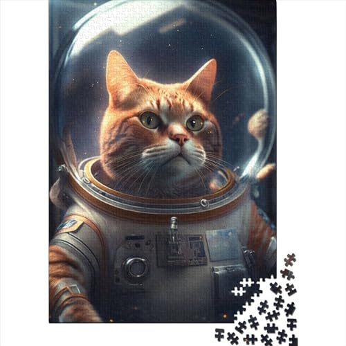 1000-teiliges Puzzle für Erwachsene, Puzzle-Geschenke, Raumanzug, Astronauten-Katze, Puzzle für Erwachsene und Jugendliche ganze Familie und die (Größe: 75 x 50 cm)