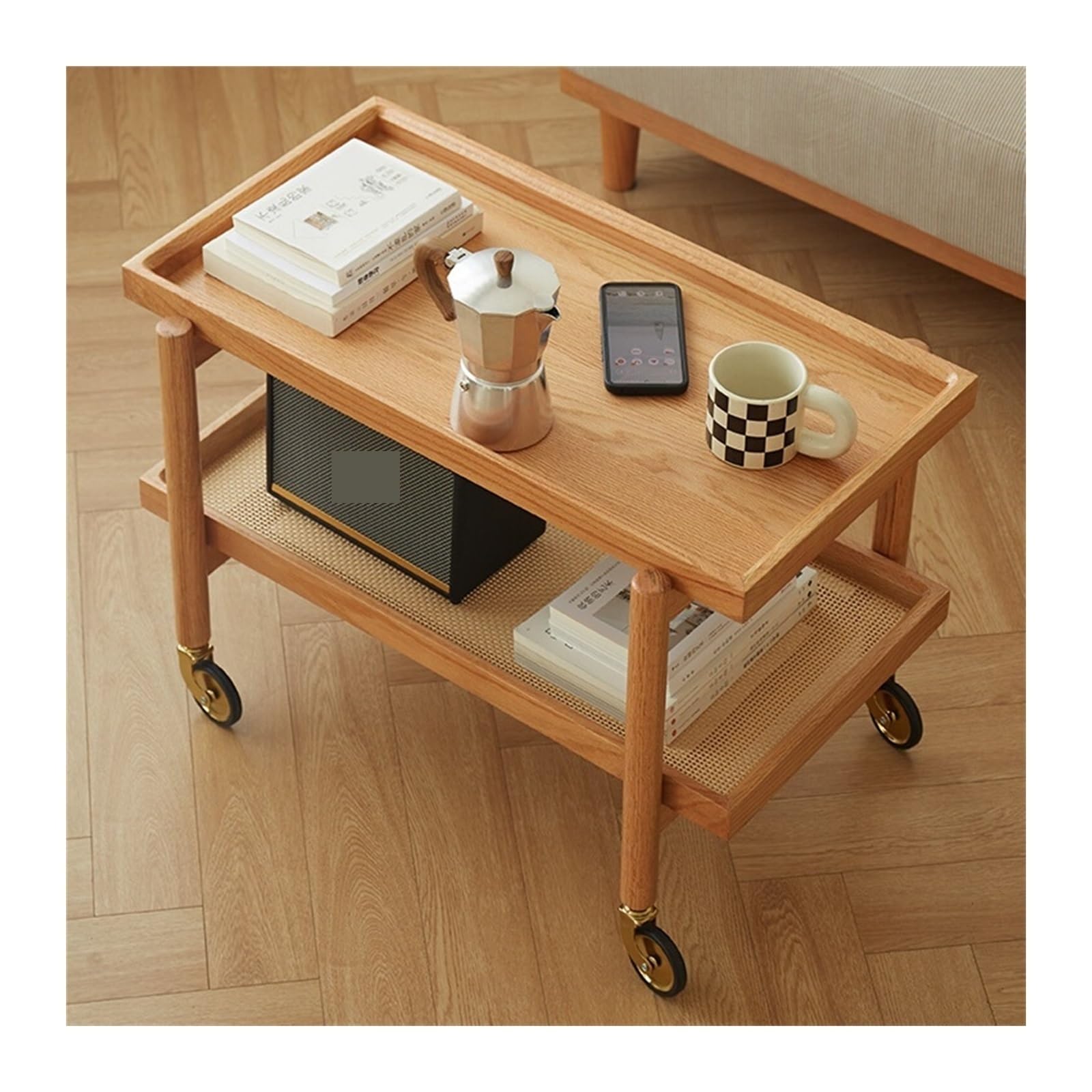 Huangj-0527 Couchtisch Wohnzimmertisch Holzseite mehrere, Sofa-Seitenschrank, Kleiner Couchtisch, beweglicher Kleiner Tisch, Nachttischwagen, Wohnzimmerecke, mehrere für Wohnzimmer