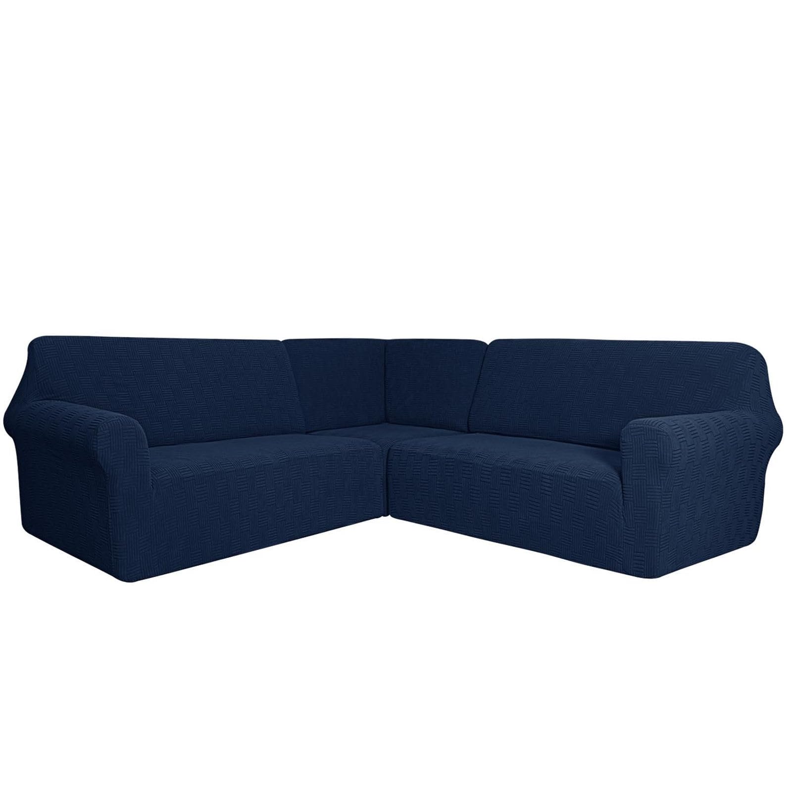 JHLD Sofabezug L Form 3 Stück, 5/7 Sitzer Sofabezug L Form Sofahusse Anti-rutsch Sofa Überwürfe Abnehmbare Waschbar Für Wohnzimmer-Navy blau-7 Sitzer