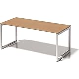 BISLEY Cito Schreibtisch, 740 mm höhenfixes O-Gestell, Metall, Bc396 Dekor Buche, Gestell Verkehrsweiß, 80 x 180 x 85 cm