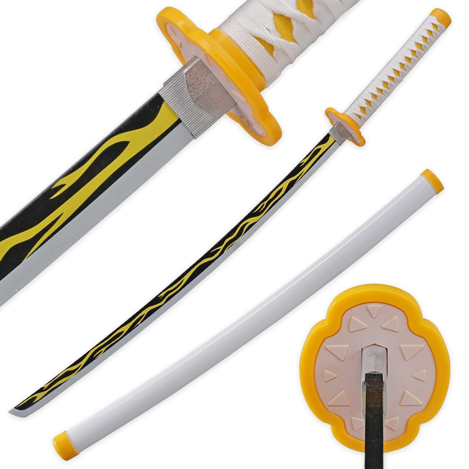 LQZJG Anime Bambus Schwert Cosplay Schwert,Agatsuma Zenitsu Schwert Katana 103cm/40 Zoll