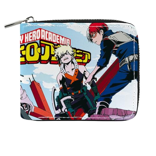 RYNDEX My He-ro Academ-ia Anime Wallets, Geldbörse Leder mit Reißverschluss, Mädchen Geldtasche mit Münzfach und Geldscheinfach(Color:Multicolor 1)