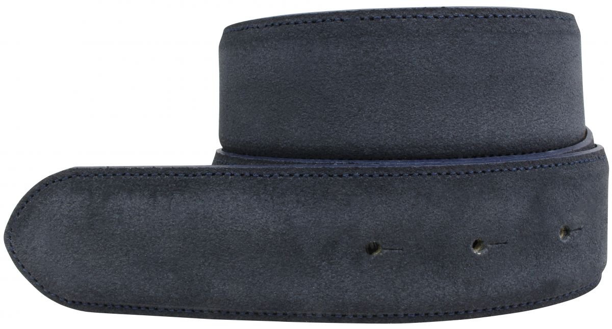 BELTINGER Wechselgürtel aus Veloursleder ohne Schnalle 4 cm | Druckknopf-Gürtel für Damen Herren 40mm | Wildleder-Gürtel 4cm | Dunkelblau 85cm