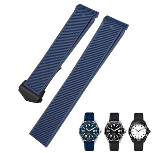 IOTUP 20 mm / 22 mm Gummi-Silikon-Uhrenarmband, passend für Tag Heuer F1 Carrera Aquaracer 300 WAY201A WAY211C Uhrenarmbänder Zubehör, 20 mm, Achat