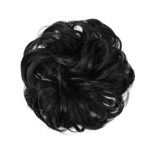 Haarteil Haargummi Unordentlicher synthetischer Haarknoten for den täglichen Gebrauch, Chignon-Scrunchies, gefälschtes Haarband, Zopf, elastisches Haarteil, Schwanz for Frauen H9 Haarverlängerung(1B)