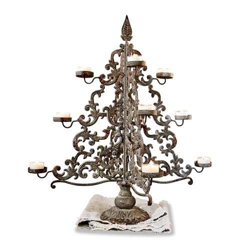 Loberon® Deko-Baum Valledupar, Weihnachten, Weihnachtsdeko, Eisen, H/Ø ca. 57/38 cm, antikbraun