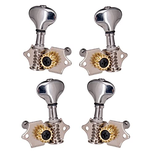 Gitarren Stimmwirbel Ukulele Gitarren-Tuner Tuning-Schlüsselanhänger/Maschinenköpfe Metall Für Ukulele Gitarre Mit Abs Tasten 2l2r (Packung Von 4) (Color : Silver)