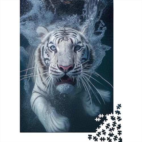 Kunstpuzzle für Erwachsene 1000 Teile Tigers of The Ocean Holzpuzzle für Teenager, Geschenke, Lernspielzeug, Familienspiele 29,53x19,69 Zoll