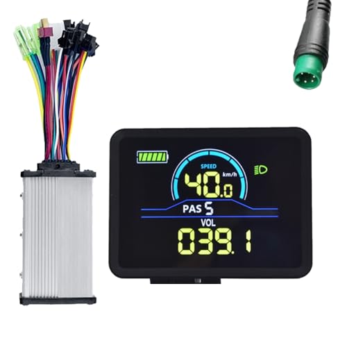 Qhpnunhq P5C LCD-Anzeige für Elektrofahrräder, 24 V-60 V + 36 V/48 V, 350 W, Sinus-Controller, UART, E-Bike-Farb-LCD-Anzeige, 5-Polig