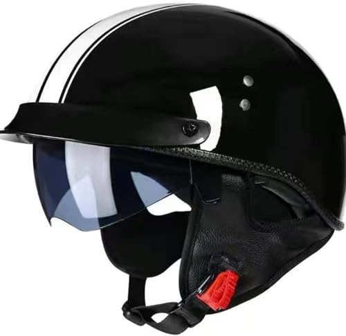 Motorradhelm, Offener Halbhelm Mit Sonnenblende, Retro-Vintage-Stil, Motorradhelm Für Jugendliche, Männer Und Frauen, DOT/ECE-Geprüft B,XXL61-62CM