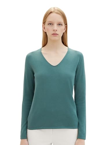 TOM TAILOR für Frauen Pullover & Strickjacken Pullover mit V-Ausschnitt sea Blue Melange, XL