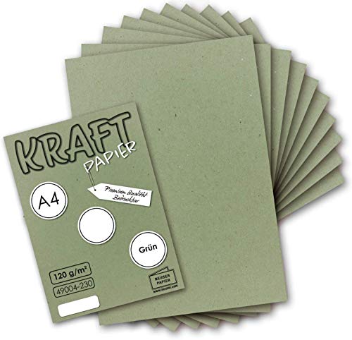 200 Blatt I Vintage Kraftpapier in Grün DIN A4 120 g/m² grünes Recycling-Papier, 100% ökologisch Brief-Bogen - Briefpapier I UmWelt by GUSTAV NEUSER®