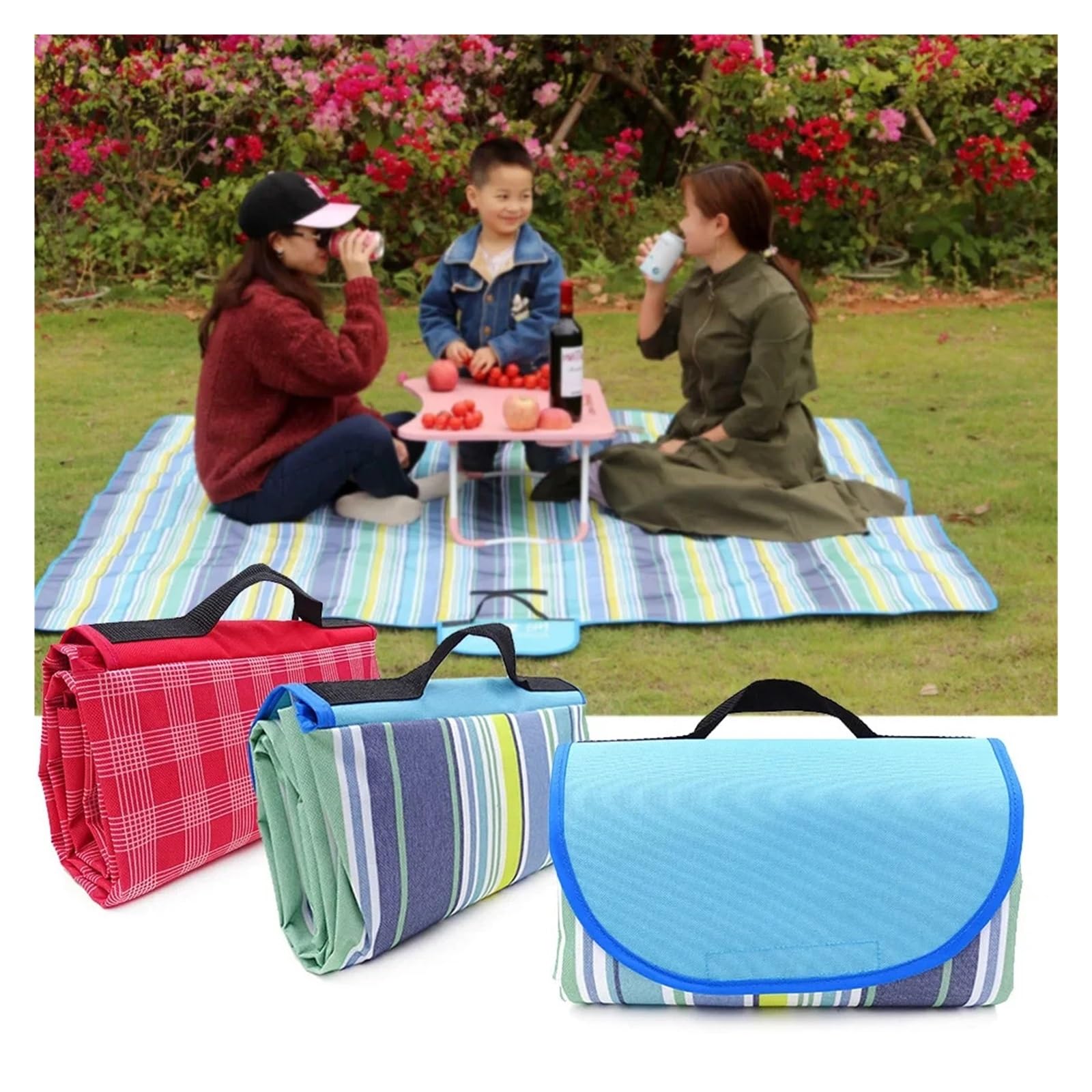 BFVAKBKYT Picknick-Reisedecke,Strand-Decke, Outdoor Tragbare 3 Größe regenfeste Strand Kissen Matte Schlafen Plaid Multiplayer Camping Matte(Brown,200x150cm)