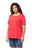 Ulla Popken Damen große Größen Übergrößen Plus Size T-Shirt, A-Linie, Carree-Ausschnitt, Halbarm dunkel Koralle 58+ 807286515-58+