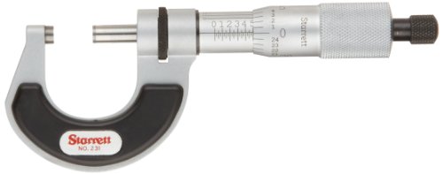 Starrett T231 X RL Mikrometer, isoliert Rahmen, Ratsche Stop, Kontermutter, Hartmetall, Faces, 0–2,5 cm Reihe 0 cm Abschlussfeier, -0.00005 mm Genauigkeit