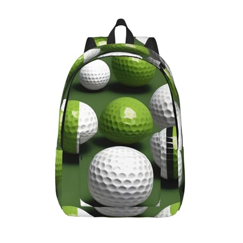 WURTON Segeltuch-Rucksack mit Golfball-Druck, stilvoller Canvas-Laptop-Rucksack für den täglichen Gebrauch, Schwarz, Small