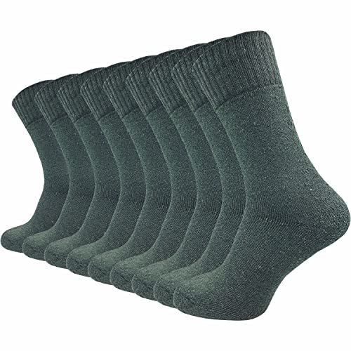 GAWILO Jägersocken für Herren (9 Paar) | Robuste Army- und Freizeitsocken mit Frotteefuß verhindert Bildung von Blasen und reguliert Feuchtigkeit (47-50, grün)