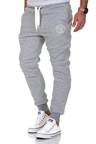 Amaci&Sons Herren Jogginghose Sporthose Sweatpants Jogger Trainingshose 20002 Hellgrau 4XL