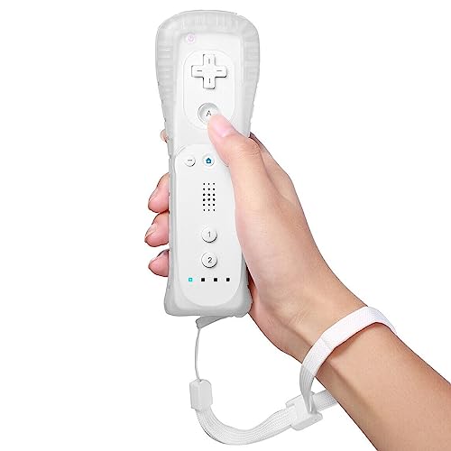 Aicharynic Wii-Fernbedienung: Gamecontroller Wii Controller Wireless Remote Bewegungssensor Vernbedinung Ersatz Gamepad Controller für Wii-Konsole und Wii, mit Silikonhülle und Handschlaufe