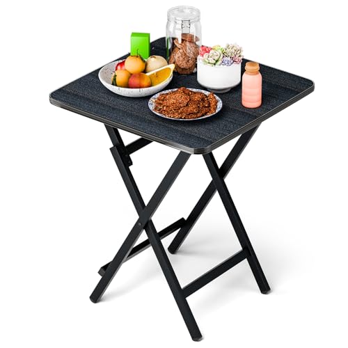 Altsuceser Klapptisch, Faltbarer TV-Tabletttisch, TV-Dinner-Klapptisch für kleine Räume, tragbarer Outdoor-Grilltisch mit verdickter Platte und X-Halter-Struktur, Schwarz