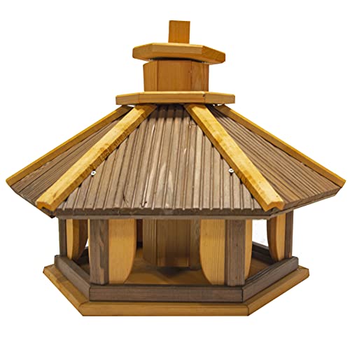 Vogelhaus zum Aufhängen - Vogelfutterhaus ohne Ständer - Futterhaus für Vögel - Vogelhäuser aus Holz - robuster Vogelhäuschen für Garten und Balkon - 41,5x43,5x38 cm