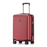 Blade Hartschalen Koffer groß - Trolley Leichter Reisekoffer Handgepäck aus ABS mit TSA Schloss - 4 Spinnräder Koffer - Rollkoffer (Wine Rot-XL)