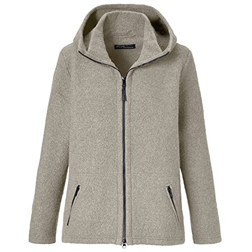 Mufflon Damen Wolljacke Mu- Nele W100 mit Kapuze Stone beige - S