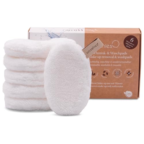 waschies waschbare Abschmink- & Reinigungspads wiederverwendbar, porentiefe Reinigung nur mit Wasser, hautschonend, hypoallergen, supersoft "White Edition" 6er Set