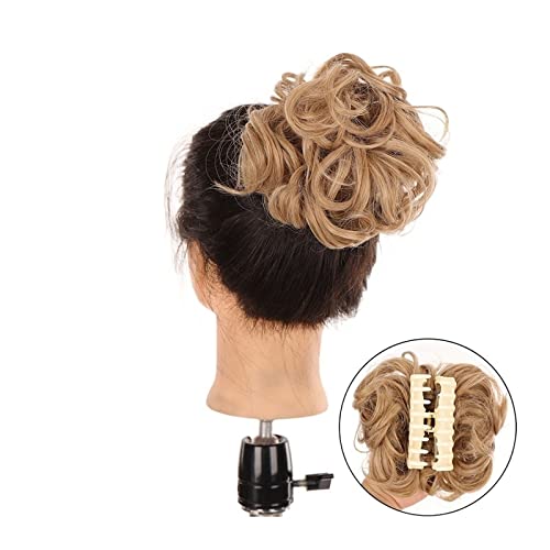 Bun Haarteile Haarteile, synthetische, zerzauste Hochsteckfrisur-Haarverlängerungen, Haarteil, unordentlicher Krallenclip, Dutt-Haarteil, gewelltes, lockiges Haar, Dutt, Clip-in-Klauen-Chignon-Pferdes