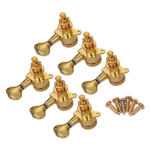 Gitarren Stimmwirbel E-Gitarren-Maschinenköpfe Knöpfe String-Tuning-PEGs-Verriegelungs-Tuner-Packung Von 6 Stücke 6r (Color : Gold)