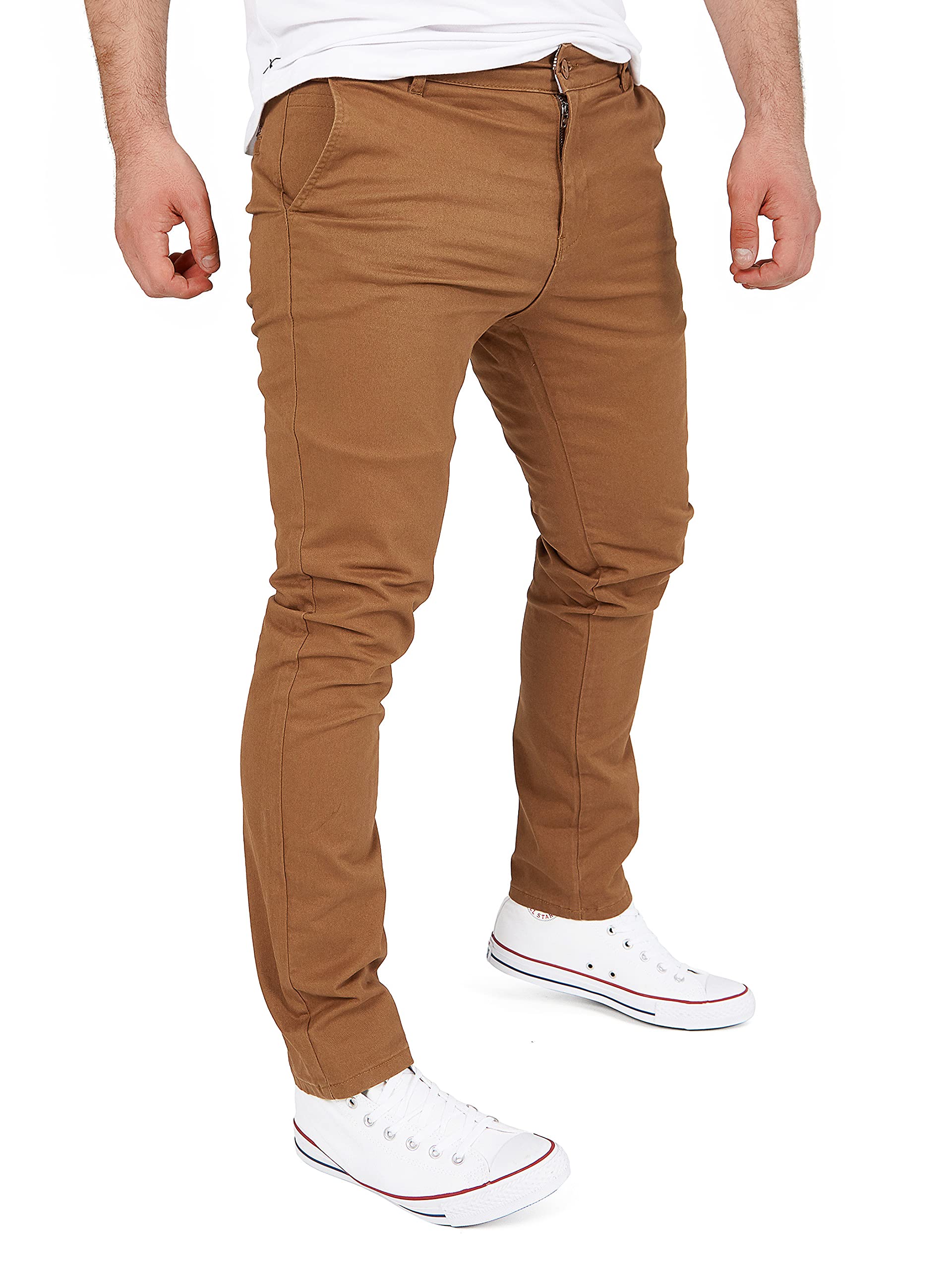 WOTEGA Glenn - Stoffhose Herren Slim Fit - Männer Chinohose Slim Fit - Chino Jogger, Braun (Toffee 181031), W33/L30