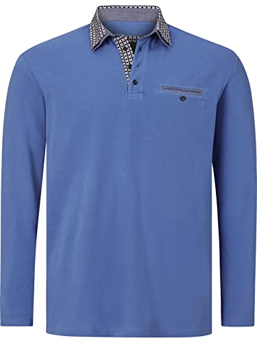 Charles Colby Herren Langarm-Poloshirt Earl Chad blau 3XL (XXXL) - 64/66