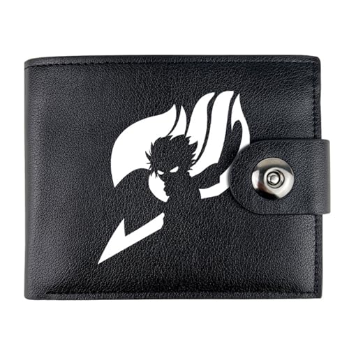 RYNDEX FAI-ry TA-il Anime-Geldbörsen, Cartoon-Münztasche Kleine Geldbörse, PU-Leder Geldbörse Brieftasche Wallet(Color:Black 2)