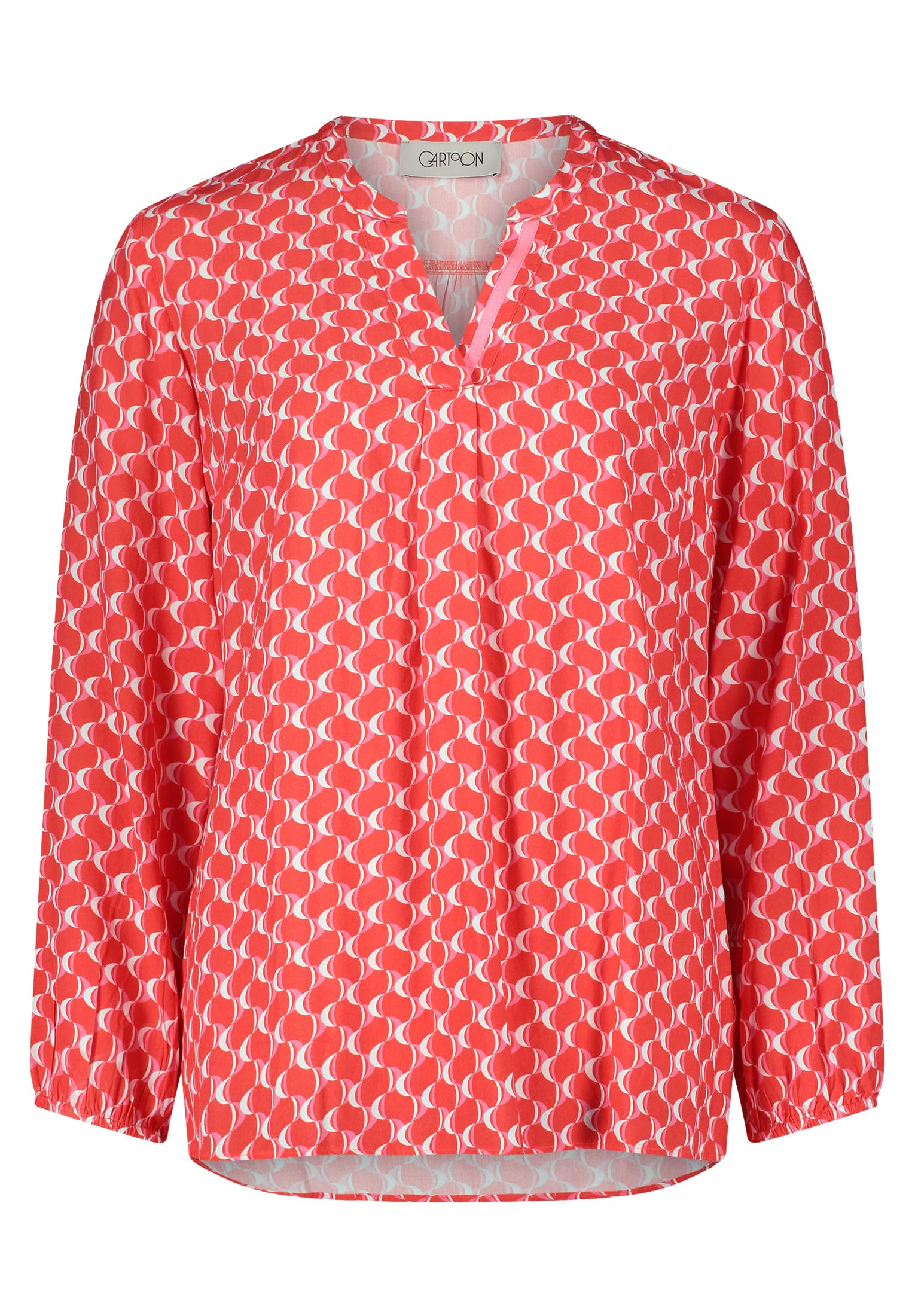 Cartoon Damen Blusenshirt mit Muster Red/Rosè,36